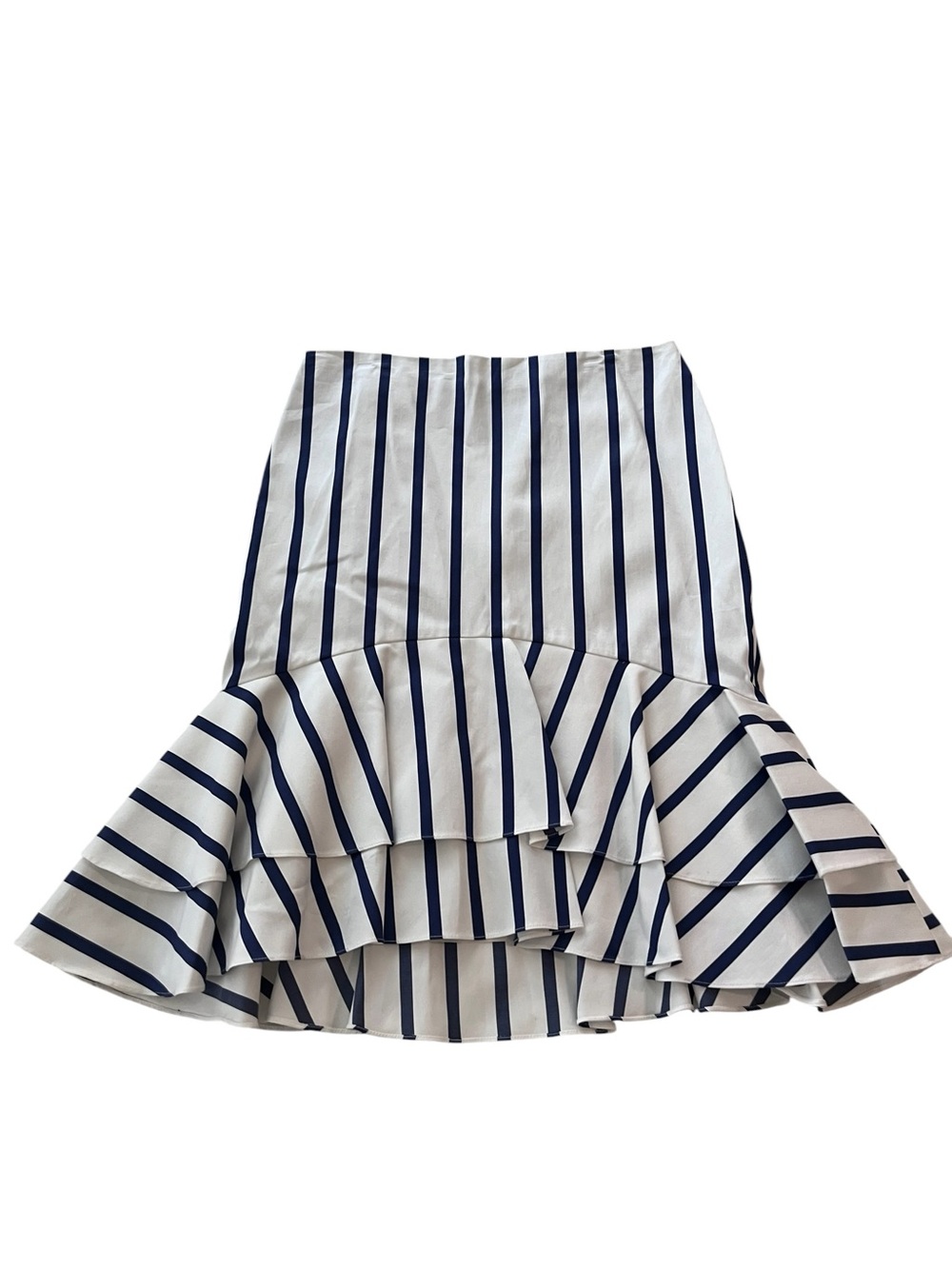 Lauren Ralph Lauren Blue & White Striped Ruffle Hem Skirt Size 4